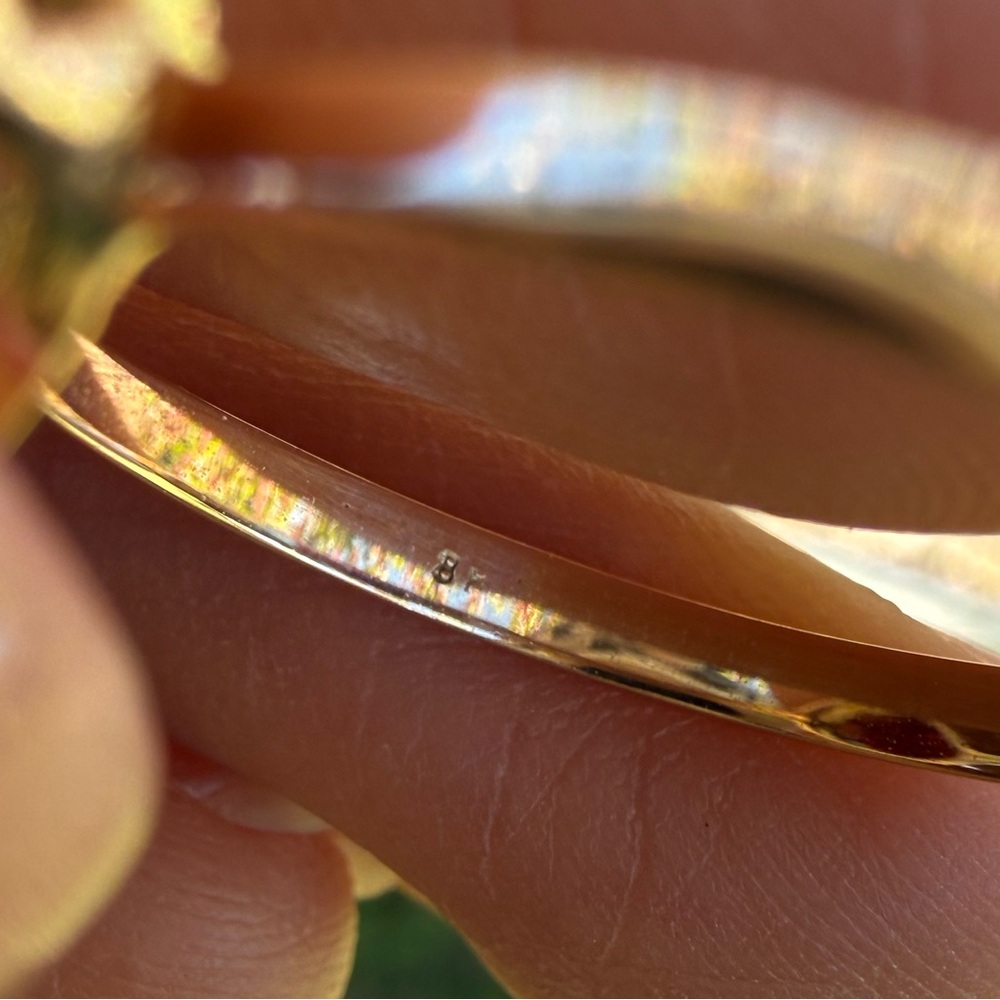 8k Gold Ring with Deep Red Gemstone - Women Jewelry - Picture 5 of 6
